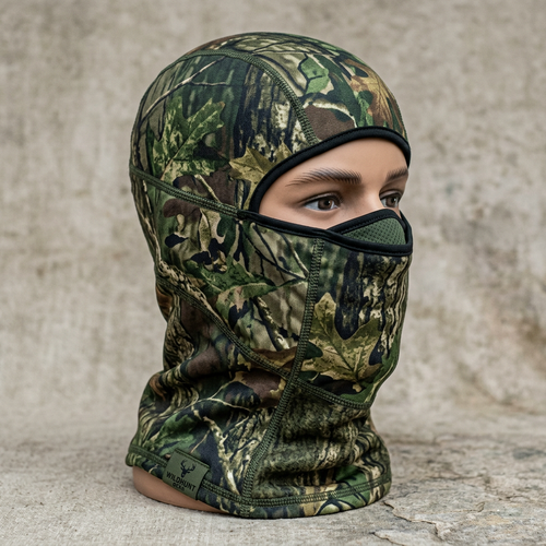 Green woodland camo hunting face mask