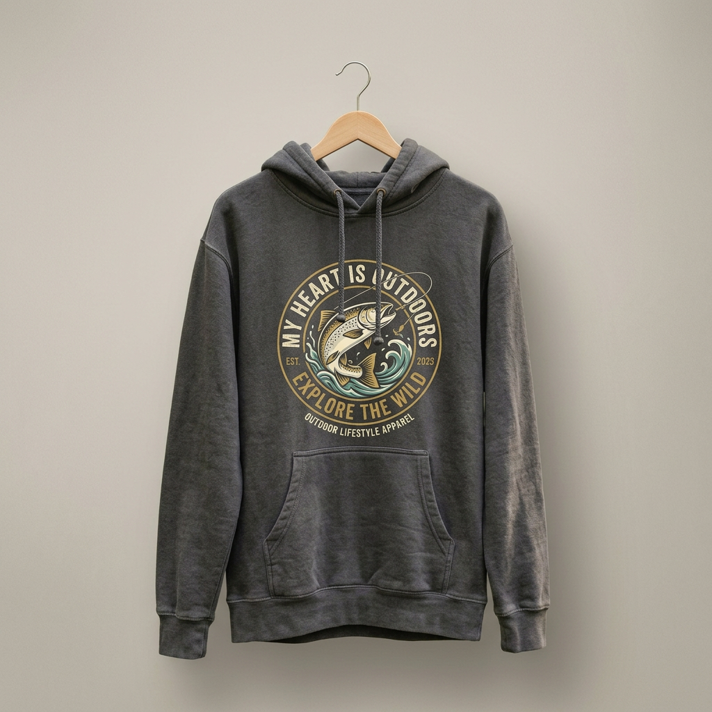 My Heart Is Outdoors Unisex Hoodie - Fish jumping out of water design