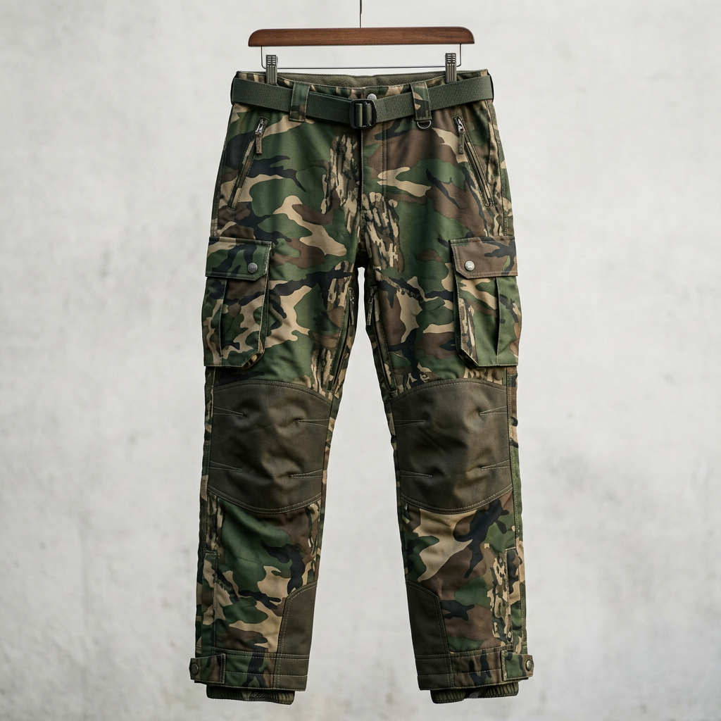 Insulated green woodland camo hunting pants