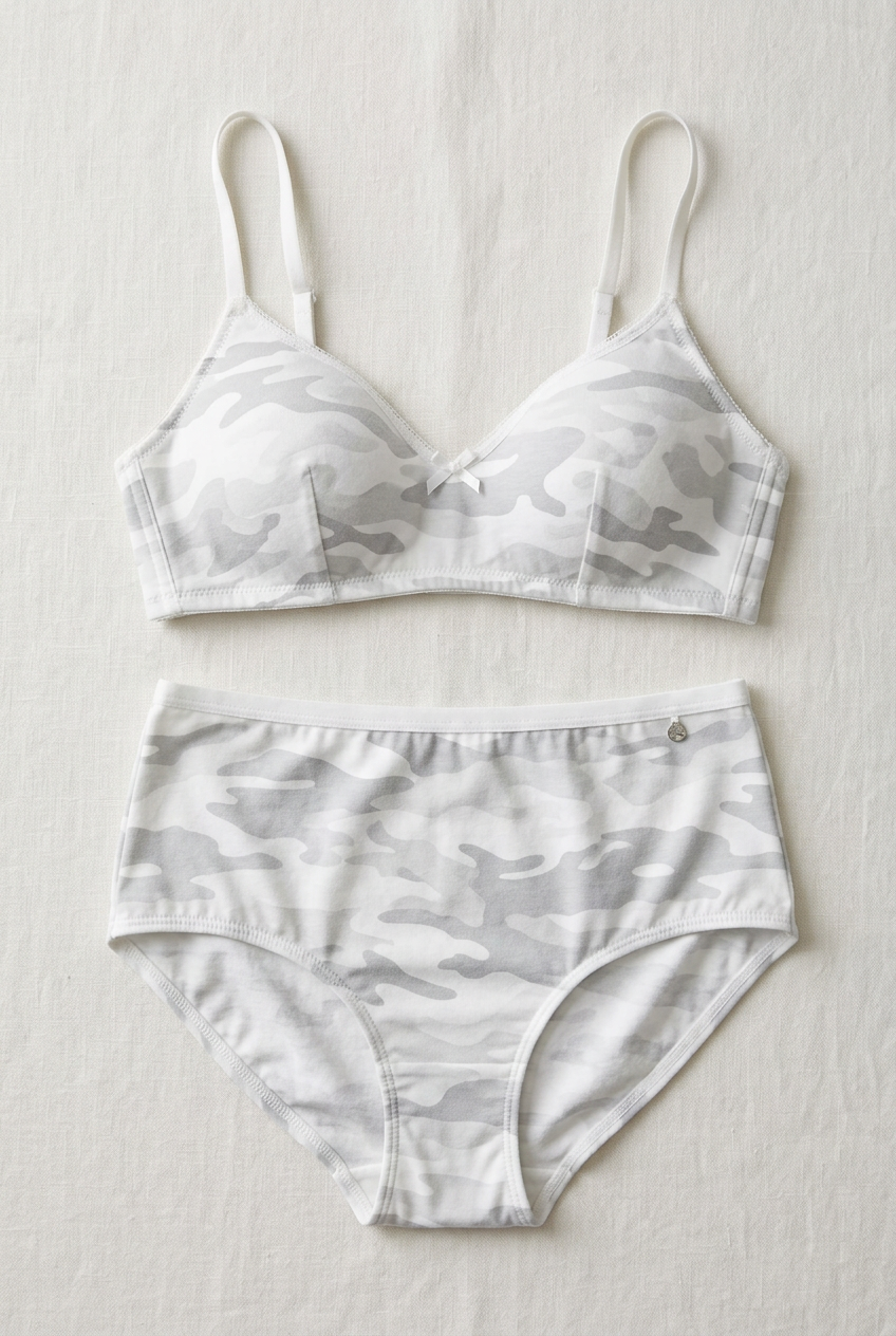 Women's snow camo lingerie bra and underwear set