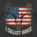 American flag deer skull with antlers and I Collect Bones text