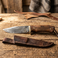 Son hunting knife with engraved message on wooden handle